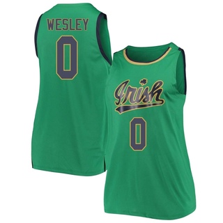 Blake Wesley Replica Green Women's Notre Dame Fighting Irish Kelly Basketball Jerseys