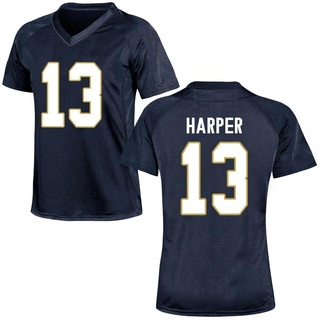 Thomas Harper Game Navy Blue Women's Notre Dame Fighting Irish Football Jersey